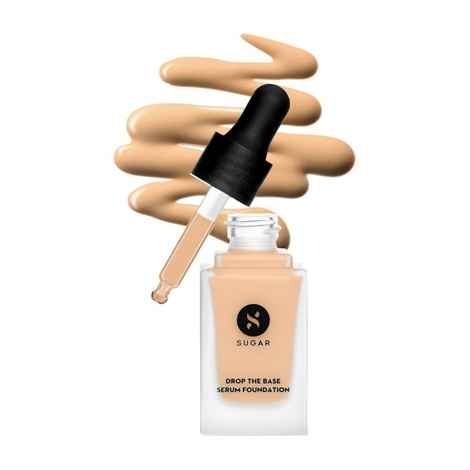 SUGAR Cosmetics Drop The Base Serum Foundation | Medium Coverage | Lasts 8 Hrs+ | Natural Finish | 20ml - 27 Vienna (Light Medium, Warm Undertone)