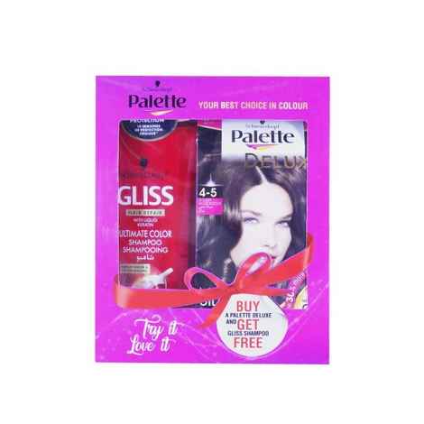 Buy Schwarzkopf Palette Deluxe Intense Oil Care Color 4-5 Golden Gloss Mocca (115 ml) & Free Schwarzkopf Gliss Hair Repair With Liquid Keratin Ultimate Color Shampoo (250 ml) - Purplle