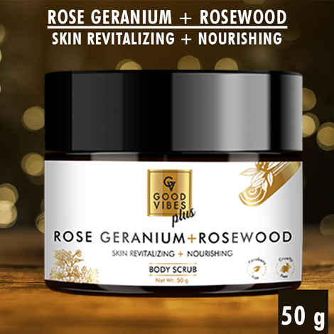 Good Vibes Plus Skin Revitalizing + Nourishing Body Scrub - Rose Geranium + Rosewood (50 g)