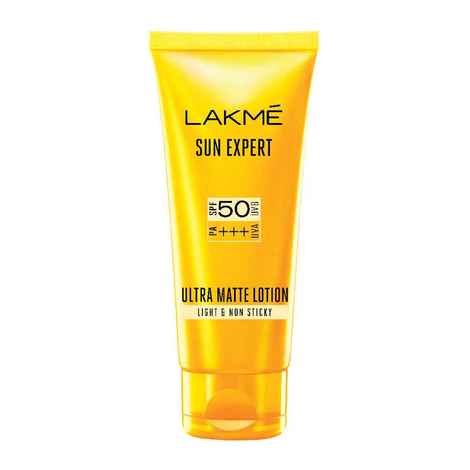 Buy Lakme Sun Expert Super Matte Lotion Sunscreen SPF 50 PA+++ with Niacinamide & Vit C | Broad spectrum UVA/B protection | Blue light protection | No White Cast | for all dry, normal skin| 50ml - Purplle