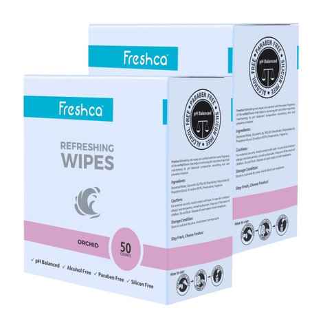 Buy Freshca Refreshing Wet Wipes Single Sachet Men Women Hand Face Orchid Fragrance pH Balanced Alcohol Paraben Silicon Free 50 Pcs (Pack of 2) - Purplle