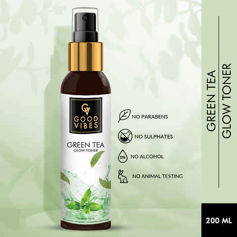 Buy Good Vibes Green Tea Glow Toner | Hydrating, Soothing, Refreshing | With Apple | No Alcohol, No Sulphates, No Parabens, No Animal Testing (200 ml) - Purplle