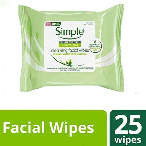 Buy Simple Kind To Skin Cleansing Facial Wipes, 25 pcs - Purplle