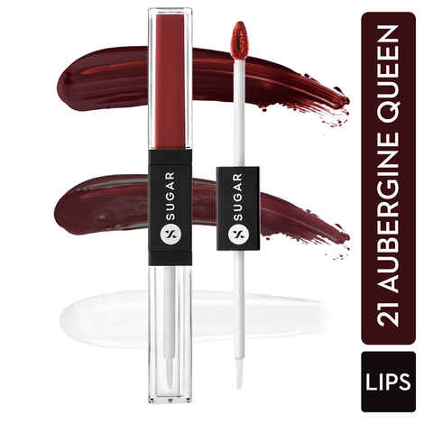 Buy SUGAR Cosmetics - Smudge Me Not - Lip Duo - 21 Aubergine Queen (Blackened Burgundy) - 3.5 ml - 2-in-1 Duo Liquid Lipstick with Matte Finish and Moisturizing Gloss - Purplle