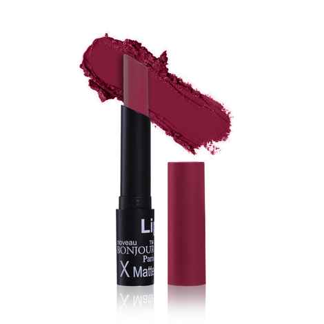 Buy Bonjour Paris Coat Me Satin Matte Lipstick Enriched with Moisturizer and UV Rays Protection, Cherry Red (3.5 g) - Purplle