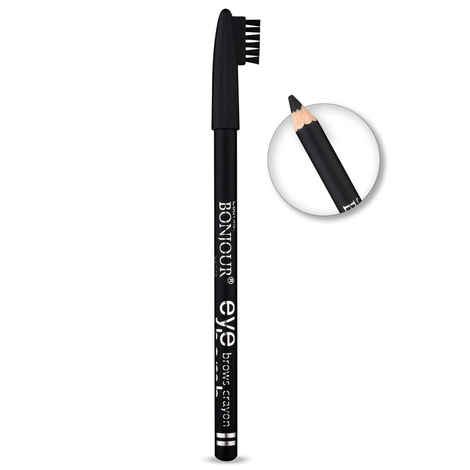 Bonjour Paris Coat Me Natural Finish 2 in 1 Smudge Proof Eyebrow Pencil with Brush WaterProof - Black, (1.9 g)