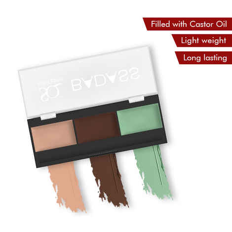 Buy Stay Quirky Concealer Palette with Contour & Green Color Corrector, BadAss, For Wheatish - Dusky Skin - Saucy and Sassy 14 (1.5 g X 3) - Purplle
