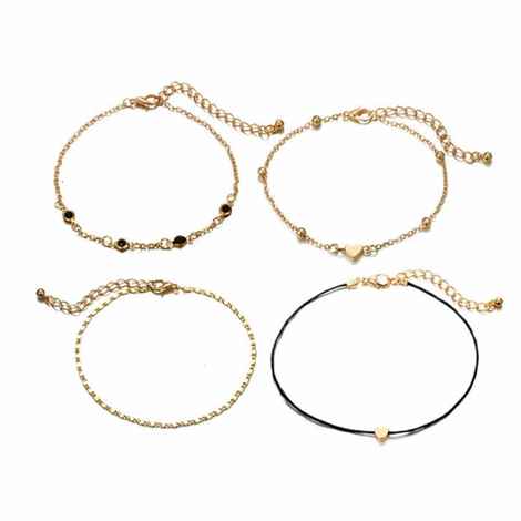 Buy Ferosh Cordula Golden Anklet Set - 4 Pcs Anklet Set - Purplle