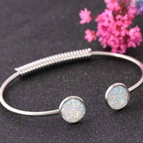 Buy Ferosh Casimire Sparkling Silver Cuff Bangle Bracelet - Purplle