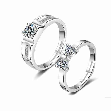 Buy Ferosh Azami Silver Couple Rings - Purplle