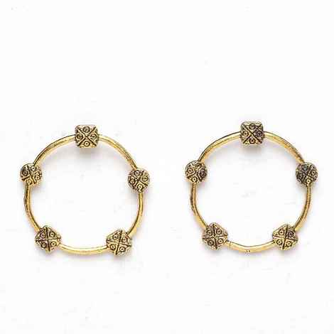 Buy Ferosh Zarka Open Circle Artistic Oxidized Golden Earrings - Purplle