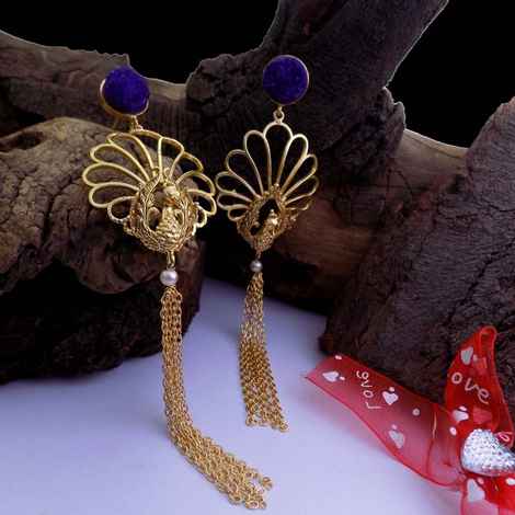 Buy Ferosh Mor Gold Contemporary Ethnic Earrings - Purplle