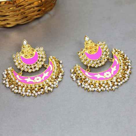 Buy Ferosh Soha Pink Gold Pearl Charm Earrings - Purplle