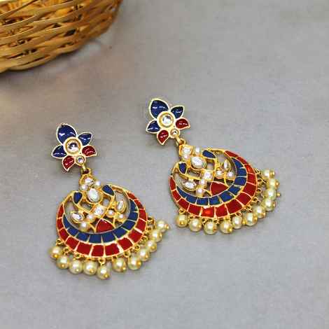 Buy Ferosh Vihana Red Pearl Ethnic Earrings - Purplle