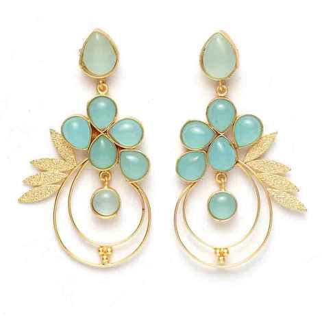 Buy Ferosh Vivid Pastel Green Golden Drop Earrings - Purplle