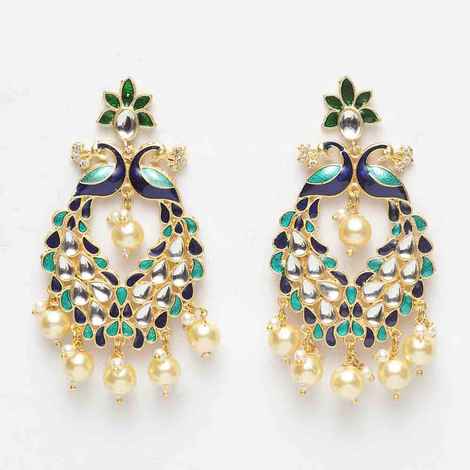 Buy Ferosh Medhya Peacock Blue Ethnic Earrings - Purplle