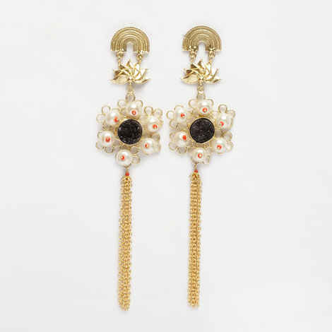 Buy Ferosh Navya 18K Gold Plated Designer Pearl Drop Earrings - Purplle