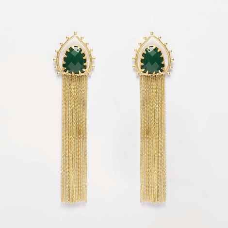Buy Ferosh Green Gold Shower Dangler Earrings - Purplle