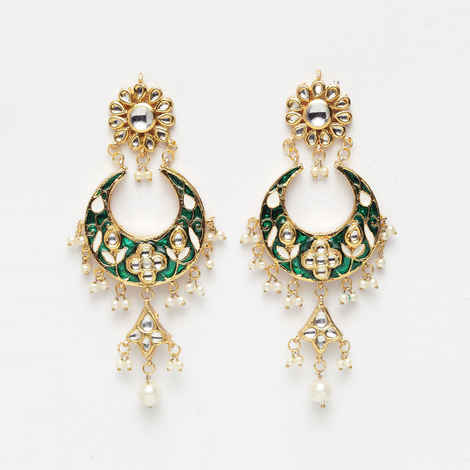Buy Ferosh Meenakari Emerald Pearl Drop Earrings - Purplle