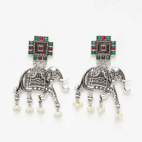 Buy Ferosh Karnik Oxidized Elephant Earrings - Purplle