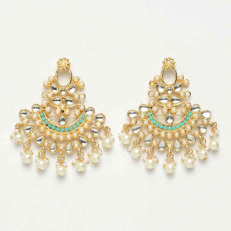 Buy Ferosh Maulik Turquoise Pearl Charm Ethnic Earrings - Purplle