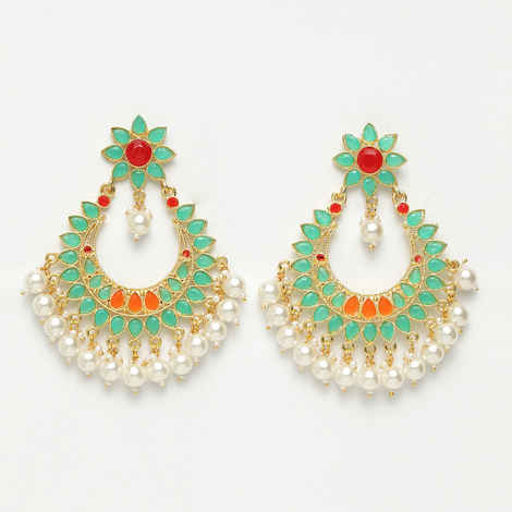 Buy Ferosh Aarya Pearl-Charm Chandbali Earrings - Purplle