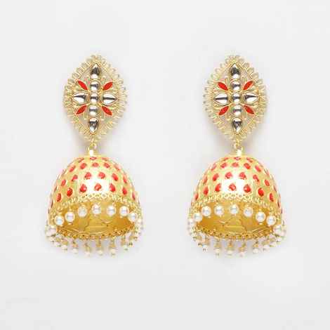Buy Ferosh Kanak Meenakari Jhumka Earrings - Purplle