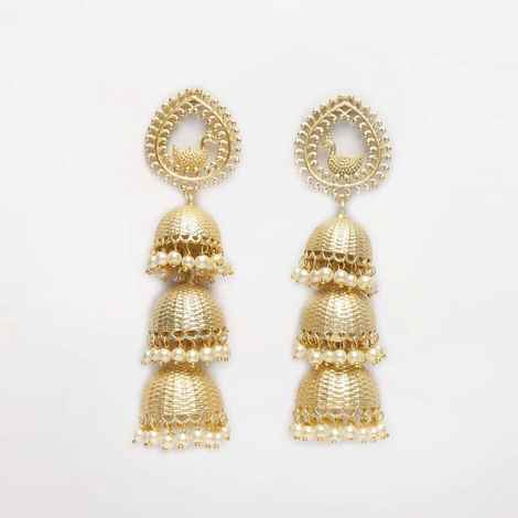 Buy Ferosh Artistic Gold Multi Jhumka Earrings - Purplle
