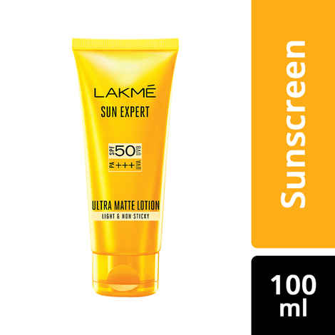Buy Lakme Sun Expert Super Matte Lotion Sunscreen SPF 50 PA+++ with Niacinamide & Vit C | Broad spectrum UVA/B protection | Blue light protection | No White Cast | for all dry, normal skin| Lightweight, Non Sticky |100ml - Purplle
