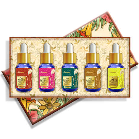 St.Botanica Essential Oils Box - Pure Neroli + Pure Patchouli + Pure Eucalyptus + Pure Ylang Ylang + Pure Lemon (Each 15 ml)