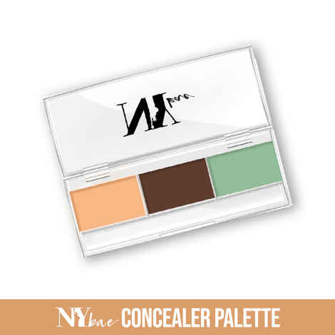 NY Bae Concealer & Contour Palette with Green Color Corrector, For Fair Skin, Maskin' at Manhattan - Golden Pulitzer Light Show 11 (1.5 g X 3)