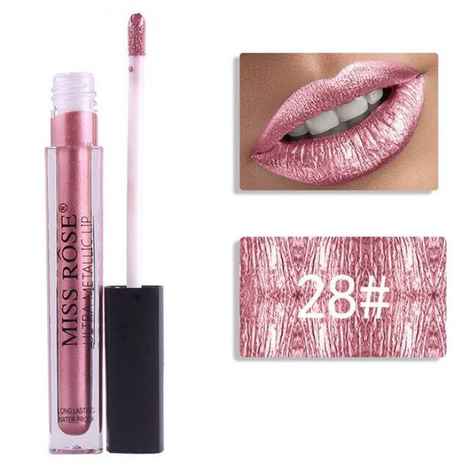 Buy Miss Rose Professional Make-Up Ultra Metallic Lipgloss (Waterproof, Longlasting) (5 ml) (7701-027M-28) - Purplle