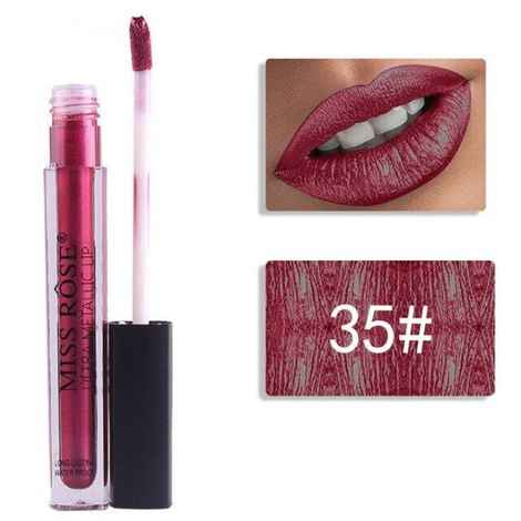 Buy Miss Rose Long Lasting Mettalic Lip Gloss 7701-027M 35 - Purplle
