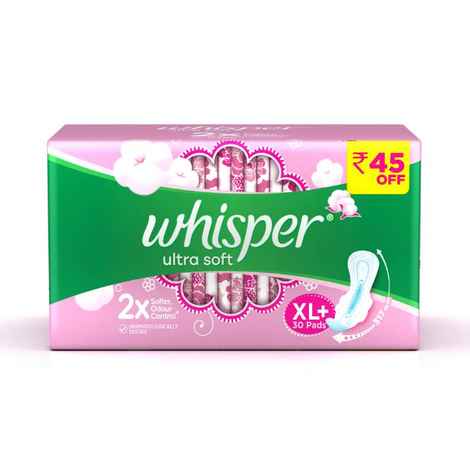 Buy Whisper Ultra Soft XL Plus Sanitary Pads, 30 count - Purplle
