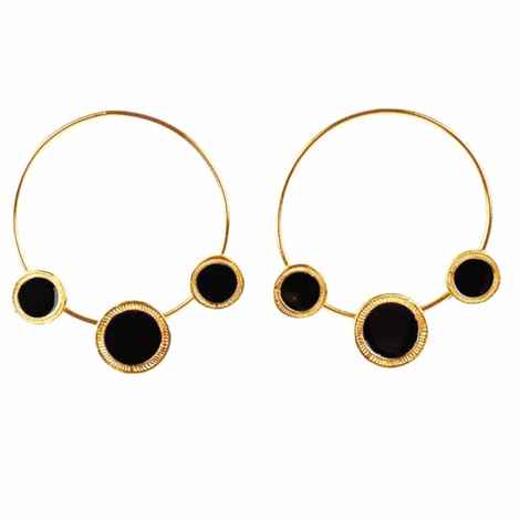 Buy Ferosh Wondrous Golden Black Charm Hoop Earrings - Purplle