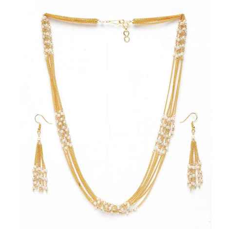 Buy Ferosh Iksha Golden Faux Pearl Neckpiece-Earrings Set - Purplle