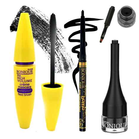 Buy Bonjour Paris Coat Me Eye Bomb Kajal /Gel Eyeliner /Volumizing Mascara - Buy 2 Get 1 Free - Purplle