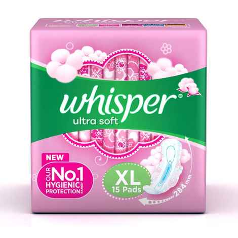 Buy Whisper Ultra Soft XL Sanitary Pads, 15 count - Purplle