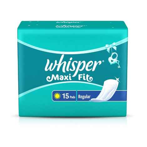Buy Whisper Maxi Fit Sanitary Pads Regular Wings Size 15 pc Pack - Purplle