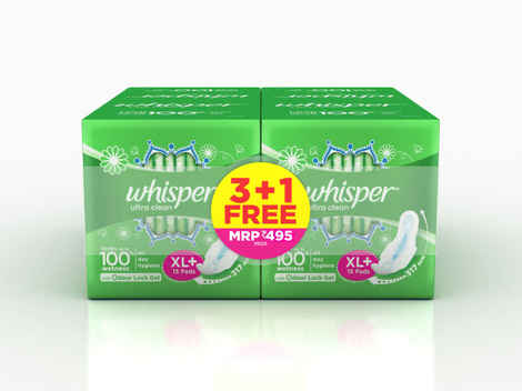 Buy Whisper Ultra Clean Sanitary Pads XL Plus - 15 Pads (Pack of 4) - Purplle