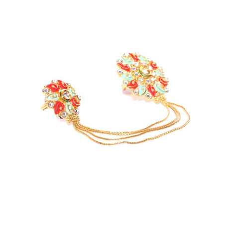 Buy Karatcart Women Green Gold-Plated Enamelled Adjustable Dual Finger Ring with Chain for Women - Purplle