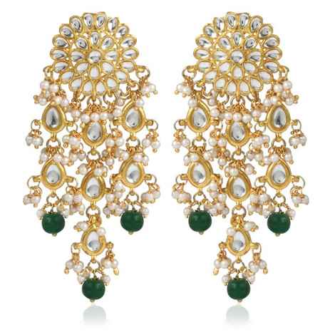 Buy Karatcart GoldPlated Green Beads Dangler Stylish Fancy Party Wear Earrings For Women - Purplle