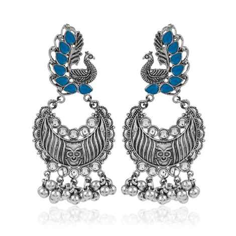 Buy Karatcart Afghani Tribal Oxidised Dangler Stylish Fancy Light Weight Peacock Earrings For Women - Purplle