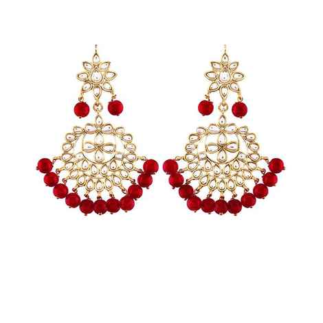 Buy Karatcart GoldPlated Fashion Red Chandbali Dangler Stylish Fancy Party Wear Earrings For Women - Purplle