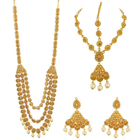 Buy Sukkhi Exotic Gold Plated LCT Stone Long Haram Dulhan Set for Women - N79355 - Purplle