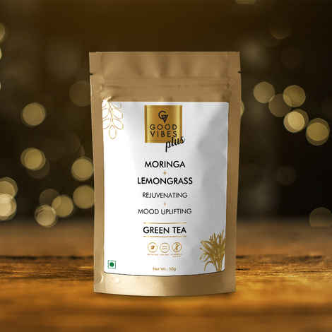 Buy Good Vibes Plus Rejuvenating + Mood Uplifting Green Tea - Moringa + Lemongrass (50 gm) - Purplle