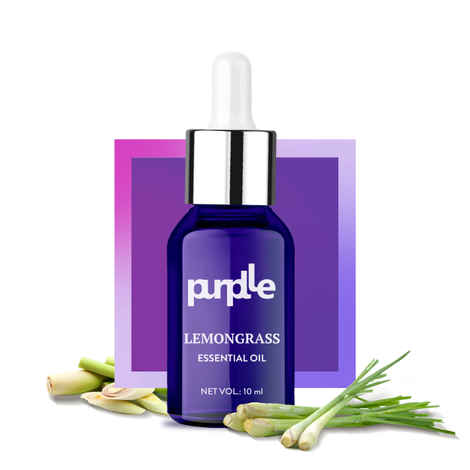 Buy Purplle Essential Oil - Lemongrass | Quick Absorption | All Skin Types | Anti-acne | Multi-use | Nourishing | Treats Cellulite (10 ml) - Purplle