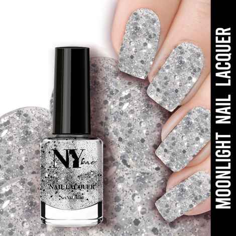 Buy NY Bae Nail Lacquer, Glitter | Shimmer Paint | Chip Resistant Polish | Highly Pigmented | Silver - 5th Avenue Moonlight 15 (6 ml) - Purplle
