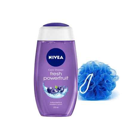 Buy Nivea Fresh Powerfruit Shower Gel With Free Loofah (250 ml) - Purplle