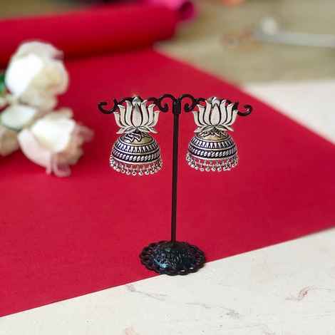 Buy Queen Be Oxidised Lotus Jhumkis - EJ19008 - Purplle